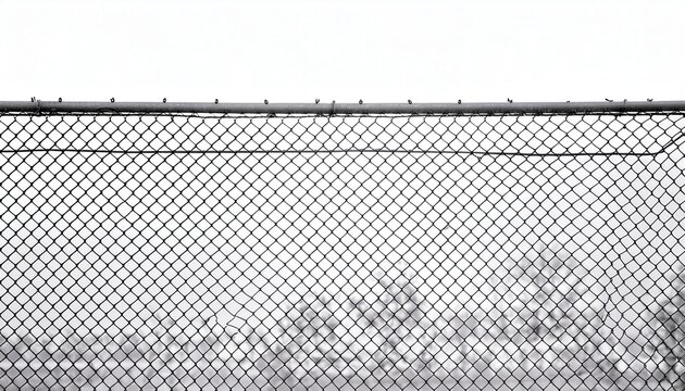 chain link fence isolated on white background metal mesh barrier for security and property protection