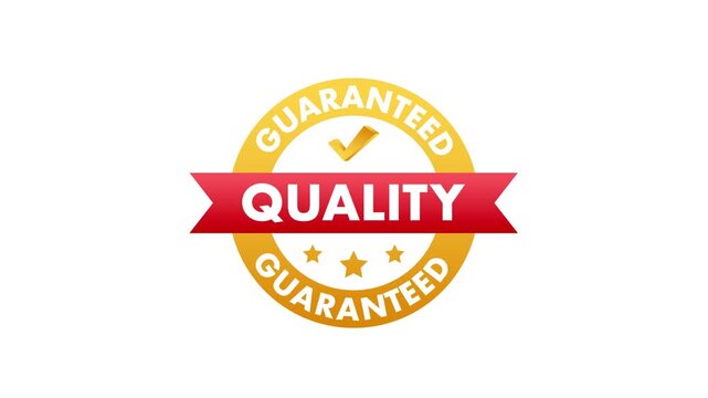 Animated quality guaranteed badge with stars and checkmark
