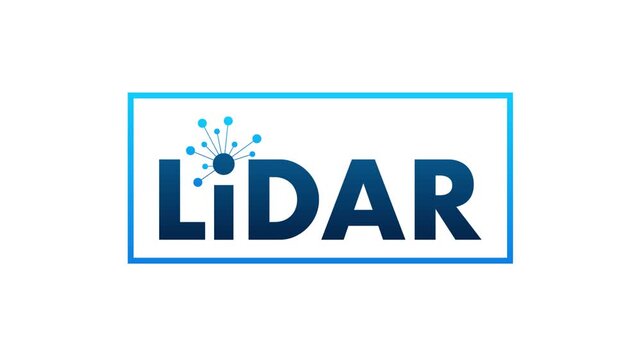 Animated lidar sensor technology logo text appearing