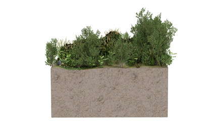 3d rendering of a landscape with greenery and soil layer © santiago