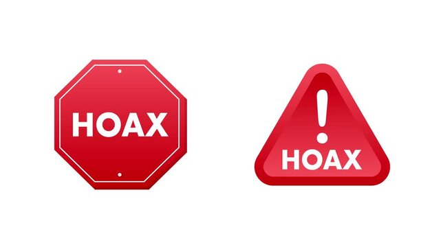 Hoax warning and stop sign motion graphic animation