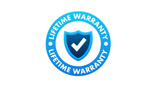 Lifetime warranty shield icon animation concept