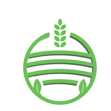 Green agriculture icon with wheat and leaves