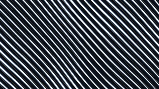 Abstract silver chrome metallic diagonal lines surface with continuous subtle wave motion and glossy reflective light pattern