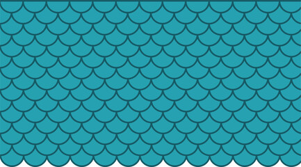 Teal fish scale pattern vector background with repeating scallop shapes for decorative design © @ahmedmaynul