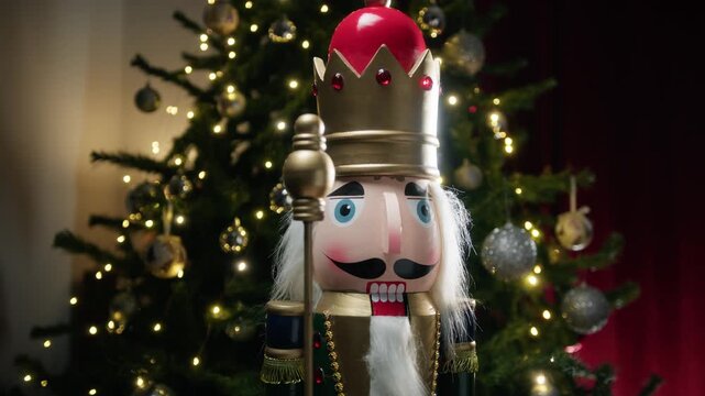Nutcracker with crown waiting for Christmas 