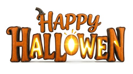 Fototapeta premium Halloween themed 3D text design with festive pumpkin elements