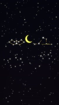 Halloween Golden Constellations Background with Shooting Stars