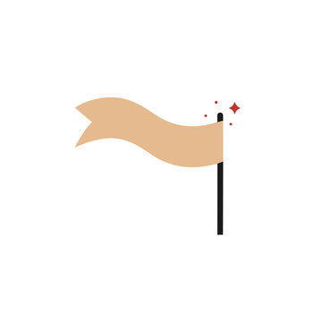 Tan flag on a pole with sparkles