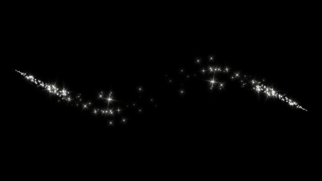 luxury golden sparkle trail, magic glitter particles, twinkling fairy stars, glowing dust line, aesthetic transition, festive stardust, green black chroma key 4k animation