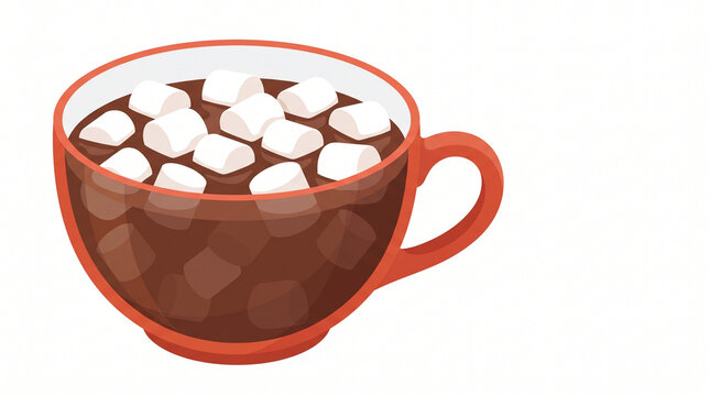 Hot chocolate in a cup topped with marshmallows  