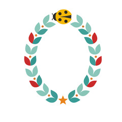 Decorative oval wreath with ladybug and star © caca