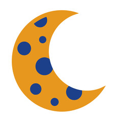 Orange crescent moon with blue dots © caca