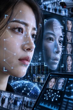 AI-Powered Facial Recognition Technology Analyzing Digital Features for Deepfake Detection and Identity Verification.