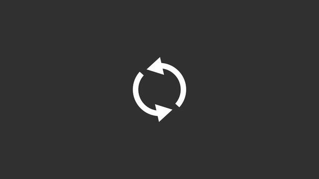 Minimal white refresh icon centered on dark background