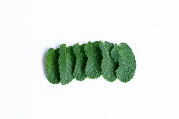 Mint leaves isolated on white background for herbal medicine and tea ingredient. Organic Mint leaves peppermint isolated on white background for traditional herbal remedy © Semoga