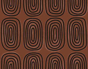 Obraz premium Abstract seamless pattern with irregular rectangular outlines on a terracotta backdrop sketched by hand. For textiles, branding, packaging, endpaper in a rustic, artisanal vibe. Vector illustration