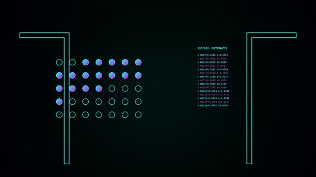 Digital model drift visualized through active glowing nodes shifting across three panels showing a cycle of changing network pathways on a dark computer monitor screen