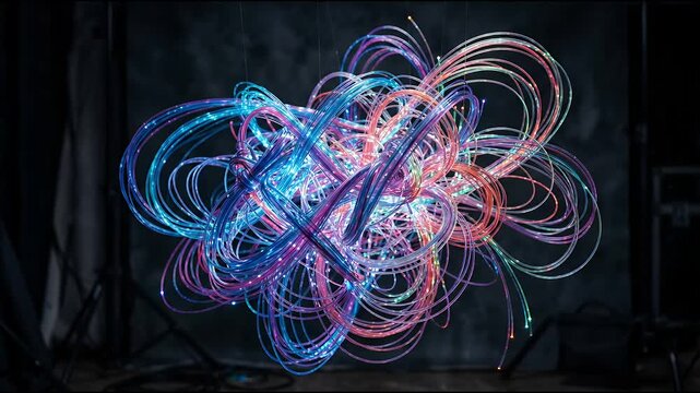 Tangled luminous optic fiber splines studio lighting