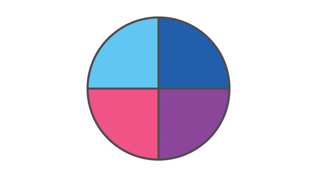 Colorful circular pie chart divided into four equal colored quadrants on a clean white background