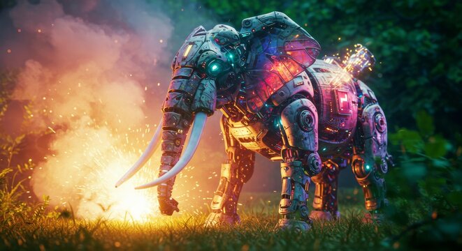 mechatronic robotic big animal illustration in action