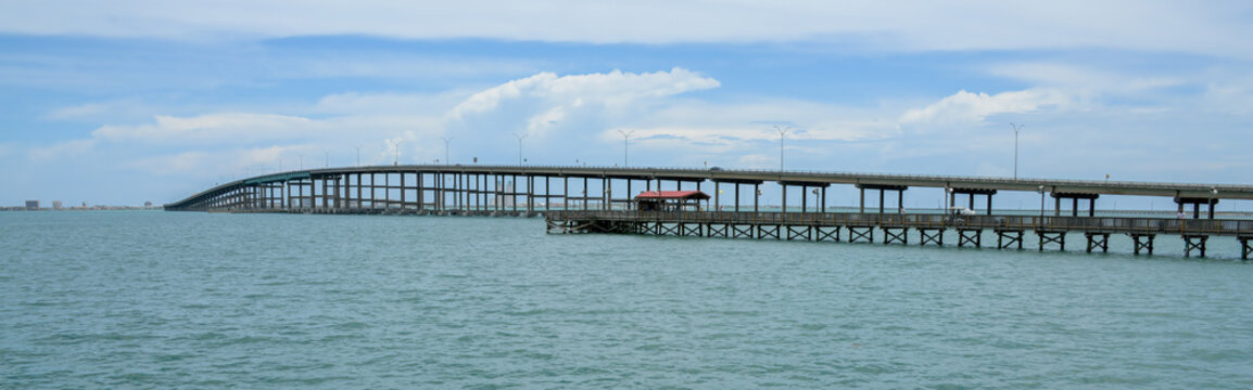 Queen Isabella Bridge going across Laguna Madre, linking South Padre Island and Port Isabel in Texas
