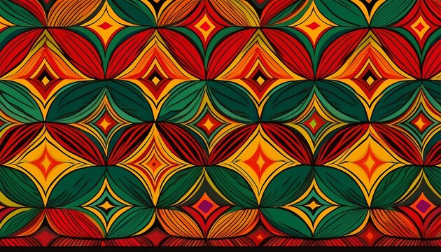 juneteenth celebration abstract african geometric wallpaper with bold red green yellow tribal patterns decorative wall mural cultural ethnic background design