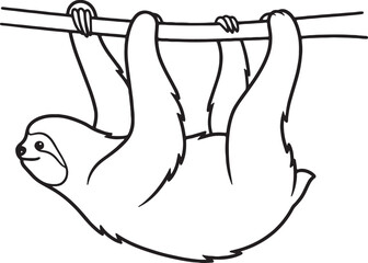 Obraz premium Minimalist line art illustration of a full body sloth hanging