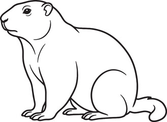 Obraz premium Minimalist line art illustration of a full body marmot sitting