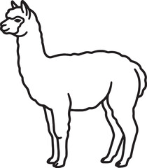 Fototapeta premium Minimalist line art illustration of a full body alpaca standing