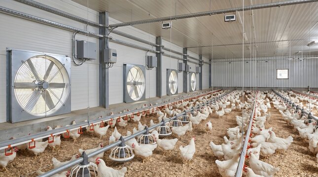 Modern Poultry Farm with Advanced Automation Systems