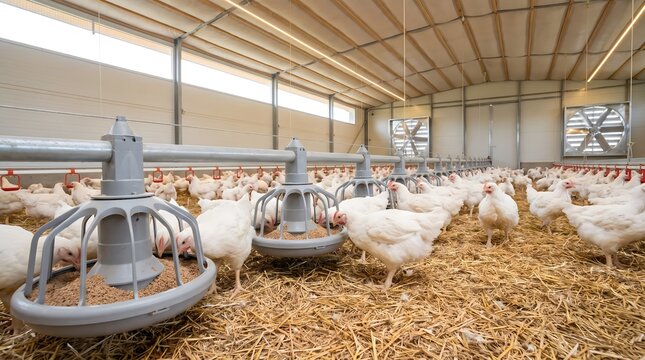 Automated Chicken Feeding System in Modern Poultry Farm