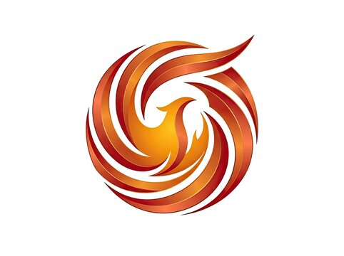Fiery Phoenix Bird Logo Emblem - Mythical Creature Emblematic Design