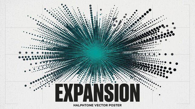 Abstract Dynamic Halftone Burst Expansion Vector Poster