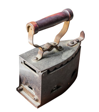 antique metal iron, isolated on a white