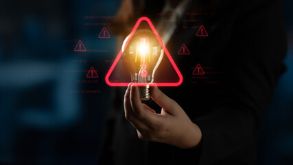 Cybersecurity alert warning showing red cyber for data breach, network threat, and cyber security system vulnerability with emphasis on security risk, caution, digital protection Latch © InfiniteFlow
