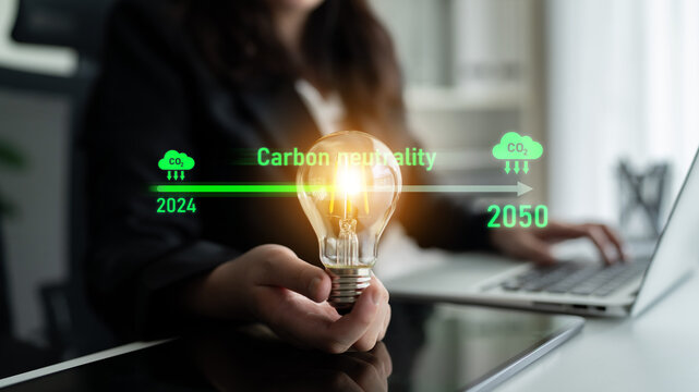 Carbon neutrality timeline illustrates carbon, neutrality, and reduction targets from 2024 to 2050 to support global sustainability and green initiatives Latch