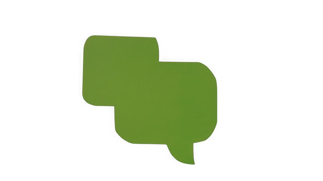 Two overlapping green speech bubble with rounded rectangular shapes isolated on a black background, representing chat and, social interaction isolated on a transparent background