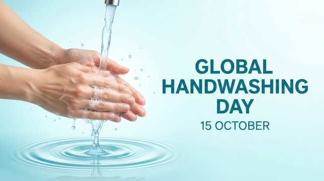 Hands washing under running water for Global Handwashing Day