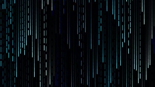 Blue and white digital data lines streaming on black background
