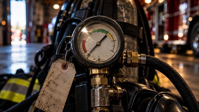 Close Up of a Cylinder Pressure Gauge Reading Zone