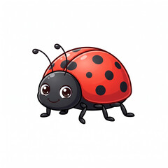 Fototapeta premium Cute red ladybug insect isolated on white background, friendly ladybird bug wildlife vector illustration. 