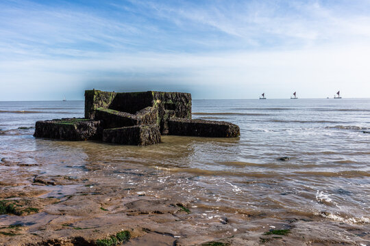 Pill boxes that now sit in the sea after cliff erosion. Shoy 21 Sept 2026.