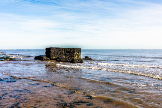 Pill boxes that now sit in the sea after cliff erosion. Shoy 21 Sept 2026.