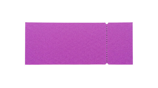 Ticket stub made from purple paper with a perforated tear line separating the two sections.