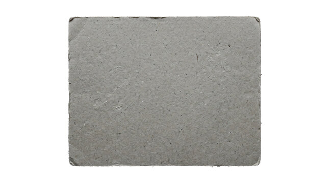 Recycled cardboard sheet lies flat on a plain transparent background.