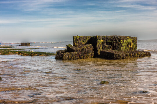 Pill boxes that now sit in the sea after cliff erosion. Shoy 21 Sept 2026.
