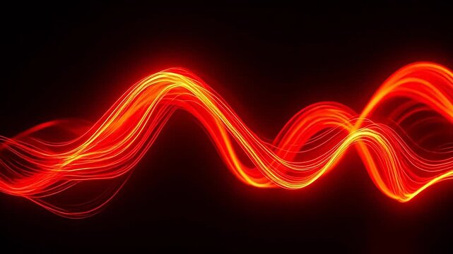 Abstract glowing red wave lines