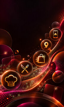 Restaurant Food Delivery Icons Vertical Background