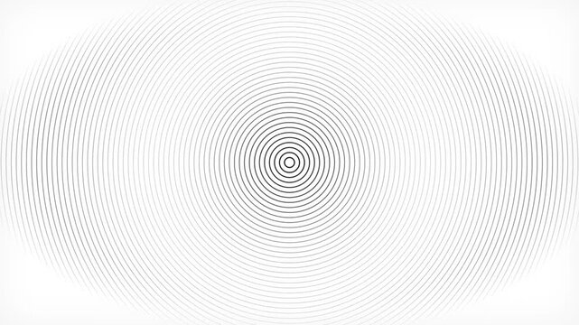Minimalist concentric circles with radiating thin black lines on a white background, concept for optical illusion, ideal for modern graphic design, background texture and abstract art projects.